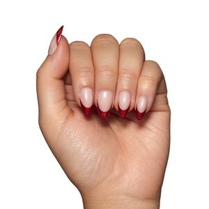 Glamnetic Red Affair Short Almond Press On Nails - Red Glitter